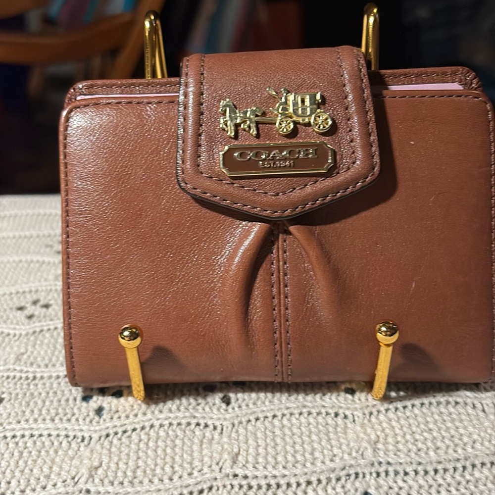 Coach Madison Leather Wallet Brown/Tan Leather
